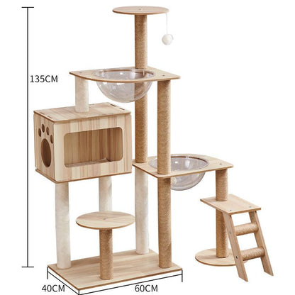 Space Capsule Cat Crawl Nest With Scratching Board - Wooden Pet Toy And Supplies