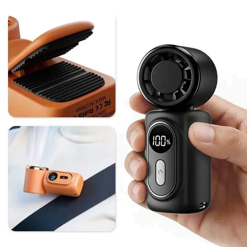 Mini Portable Handheld Clip Fan, Multifunctional Fan, Cordless Handheld Fan, Rechargeable Personal Fan, 3-In-1 Rechargeable 3000mah Battery, 5 Speeds, 180° Adjustable Airflow, USB Charging Cooling, Ideal for Travel & Office