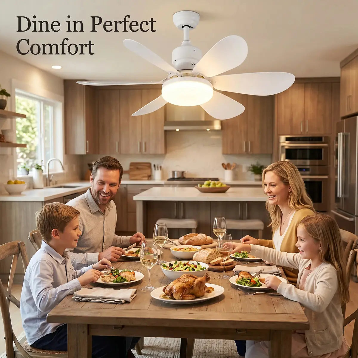 Modern Dimmable E27 LED Fan Light – Ceiling Fan Lamp with Adjustable Lighting for Bedroom, Living Room & Home Use