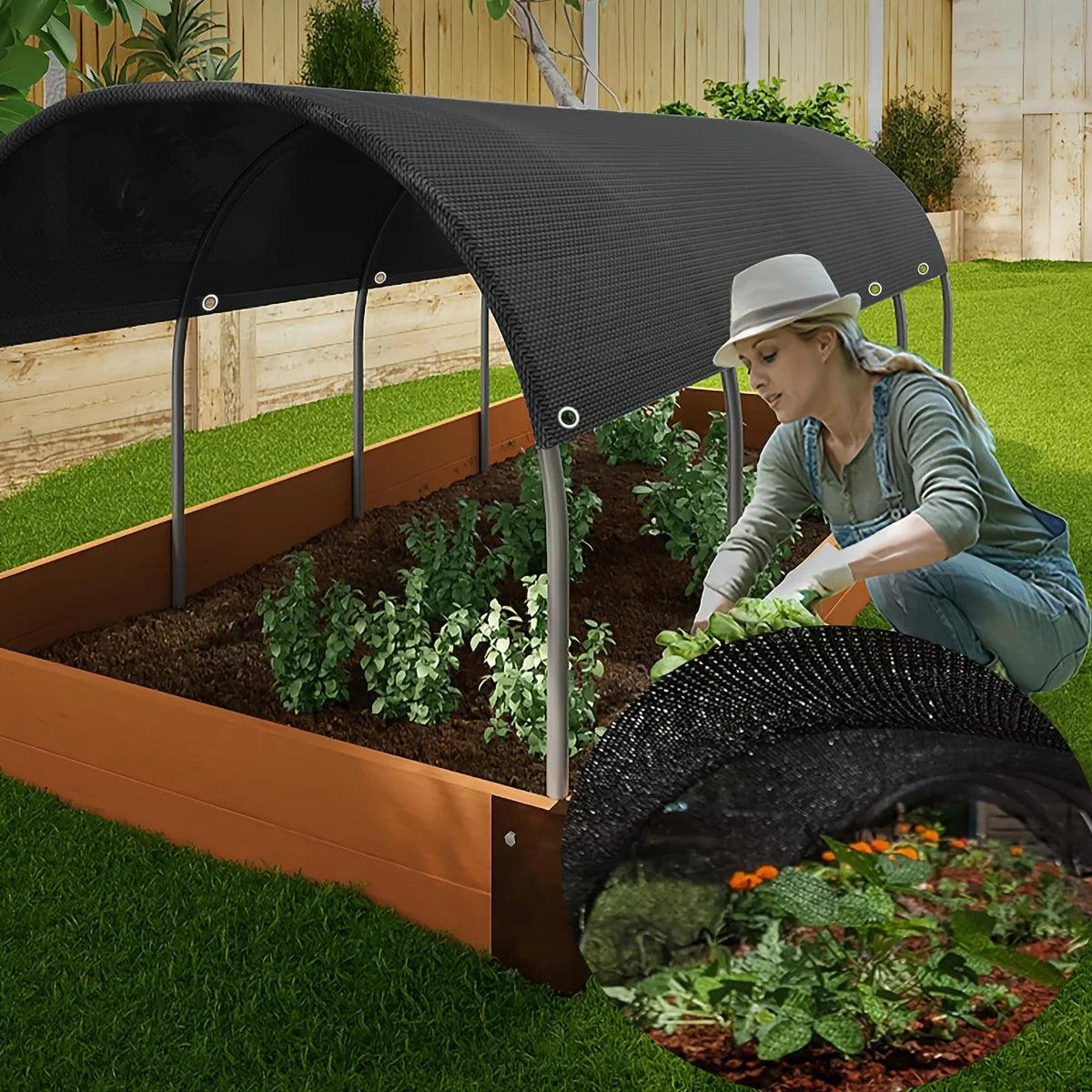 1pcs Black Shade Cloth Netting, 6x10ft Outdoor Mesh Tarp with Grommets - Breathable, for Garden Plants, Greenhouse, Chick