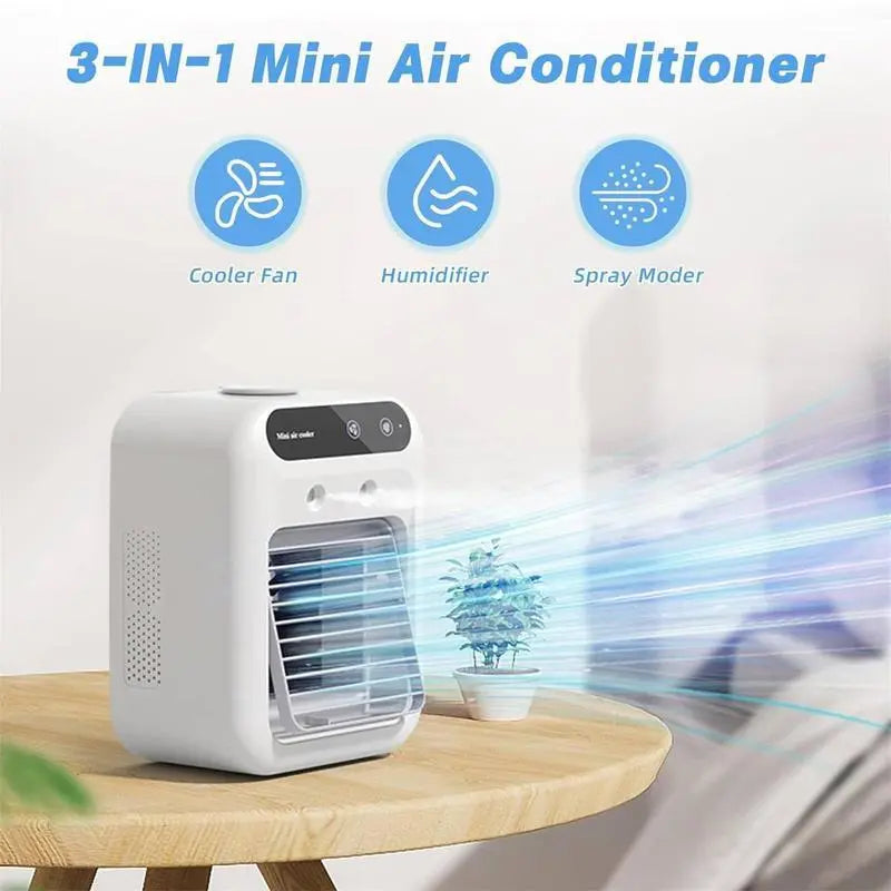 【Summer Survivals】BougeRV Portable Air Cooler Fan 3 in 1 Rechargeable Fan with 2 Mist Speeds and Powerful Wind, Mini Multifunctional Cooling Fan for Bedroom, Office, Camping, Product dimensions: 16.4 * 11.4 * 21.4 CM