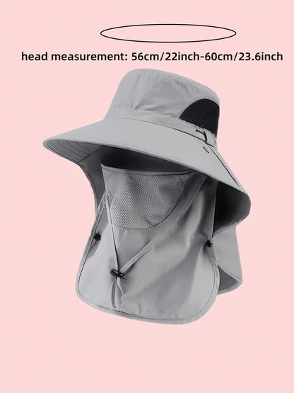 Men's UV Protection Wide-Brim Bucket Hat, Adjustable Outdoor Sun Hat, Summer Hat, Sunscreen Hat for Hiking, Climbing & Fishing