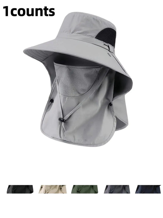 Men's UV Protection Wide-Brim Bucket Hat, Adjustable Outdoor Sun Hat, Summer Hat, Sunscreen Hat for Hiking, Climbing & Fishing