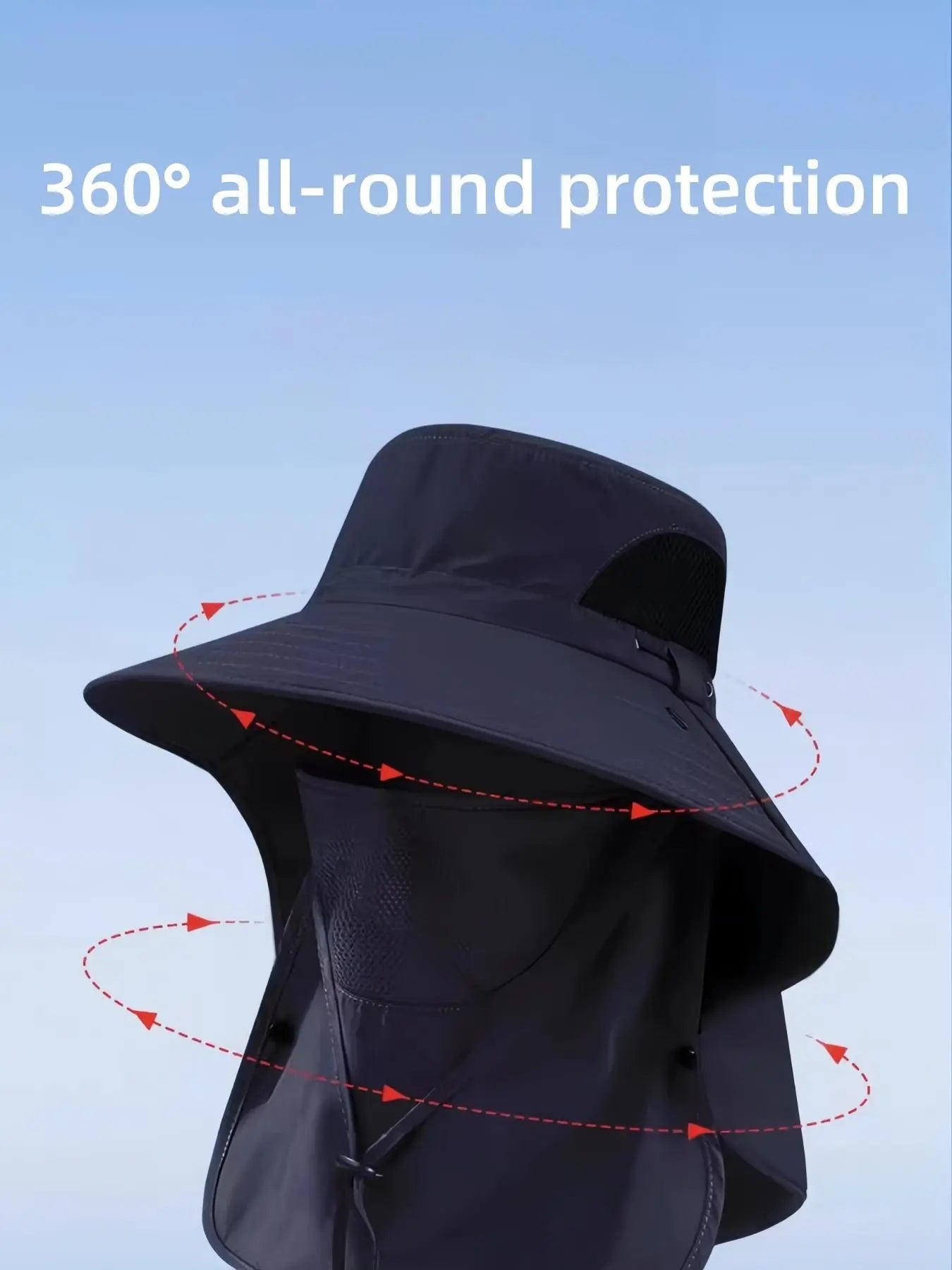 Men's UV Protection Wide-Brim Bucket Hat, Adjustable Outdoor Sun Hat, Summer Hat, Sunscreen Hat for Hiking, Climbing & Fishing