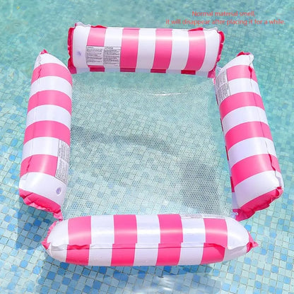 Inflatable Pool Float Chair Lounge for Adults Floating,Stripe Pattern Float Hammock for Pool Party Summer Water Fun - Color: Pink【With Air Pump】