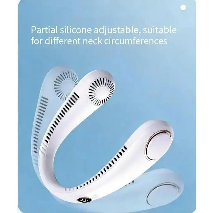 USB Rechargeable Neck Fan, Portable Neck Fan with Digital Display, 5-speed Wind Adjustment Fan for Outdoor Sports