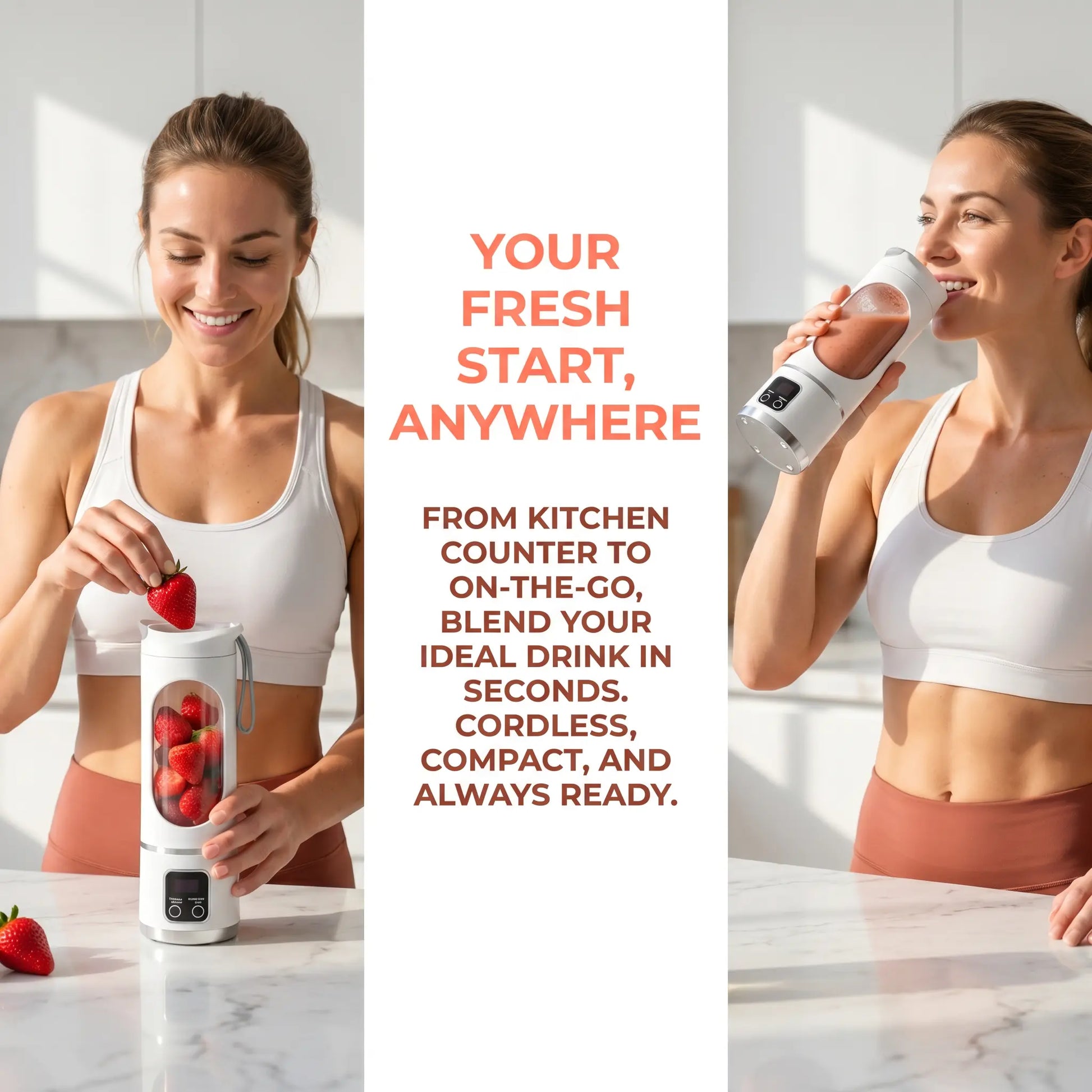 【Summer Sale Deals】 Portable 15.22 Oz USB Rechargeable Personal Blender with LED Display, Durable Abs Material, Perfect for Smoothies & Juices, Home Kitchen Essential