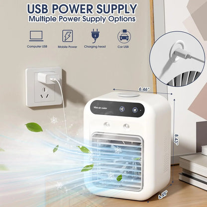 BougeRV Portable Mist Fan, Rechargeable Personal Evaporative Air Cooler with 3-in-1 Cooling, 2 Mist Speeds, Large Water Tank, Quiet Operation, Long Battery Life, USB-C Charging, for Bedroom, Office, Desk, Camping, Gifts for Summer