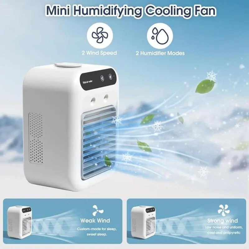 BougeRV Portable Mist Fan, Rechargeable Personal Evaporative Air Cooler with 3-in-1 Cooling, 2 Mist Speeds, Large Water Tank, Quiet Operation, Long Battery Life, USB-C Charging, for Bedroom, Office, Desk, Camping, Gifts for Summer