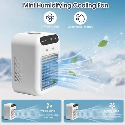 BougeRV Portable Mist Fan, Rechargeable Personal Evaporative Air Cooler with 3-in-1 Cooling, 2 Mist Speeds, Large Water Tank, Quiet Operation, Long Battery Life, USB-C Charging, for Bedroom, Office, Desk, Camping, Gifts for Summer
