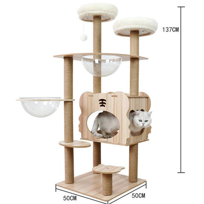 Space Capsule Cat Crawl Nest With Scratching Board - Wooden Pet Toy And Supplies