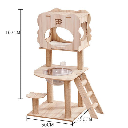 Space Capsule Cat Crawl Nest With Scratching Board - Wooden Pet Toy And Supplies