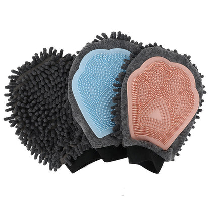 Cross-border Pet Bathing Glove Dog Double-Sided Cleaning Massage Bath Brush Cat Petting Massage Brush Pet Supplies
