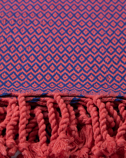 SAMOS Turkish Cotton Scarf Hammam Towel - Fuchsia / Blue