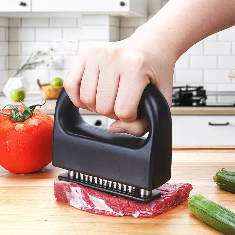 304 Stainless Steel 48-Blade Meat Tenderizer, Non-Slip Handle with Auto-Retraction, Quickly Cuts Tendons and Shortens Cooking Time, Works for Steak Lamb Chops Chicken Breast, Kitchen Essential