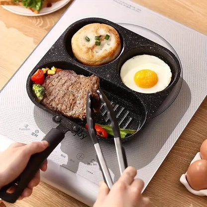 Marble-Textured Divided Frying Pan: Three Flavors, No Taste Transfer, Light-Oil Non-Stick, Easy Flipping, All-Stove Compatible, Quick Breakfasts