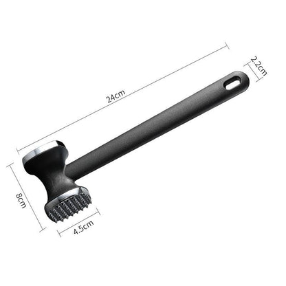 Dual-Sided Multi-Function Meat Mallet, 36 Spikes for Deep Tendon Cutting & Tenderizing, Flat Side for Smashing Cucumbers & Garlic, Nylon Handle with Zinc Alloy Head, Practical Kitchen Tool./silver