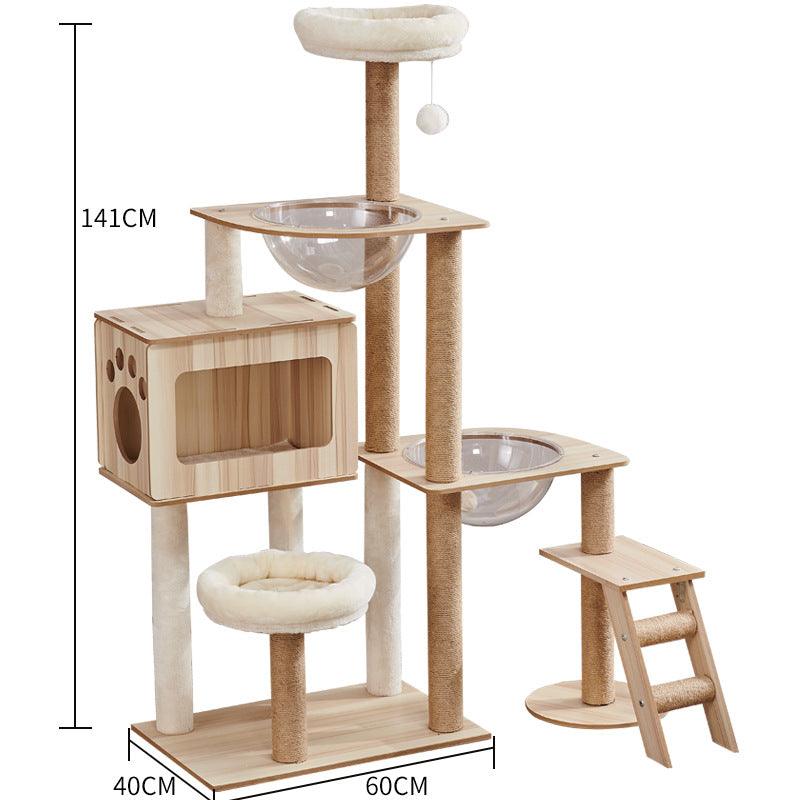 Space Capsule Cat Crawl Nest With Scratching Board - Wooden Pet Toy And Supplies