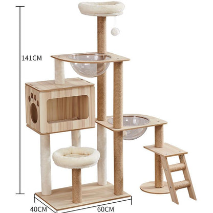Space Capsule Cat Crawl Nest With Scratching Board - Wooden Pet Toy And Supplies