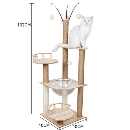Space Capsule Cat Crawl Nest With Scratching Board - Wooden Pet Toy And Supplies